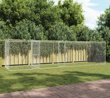 vidaXL Kavez za pse Srebrno 800 x 200 x 200 cm Cinkani čelik - Venlo