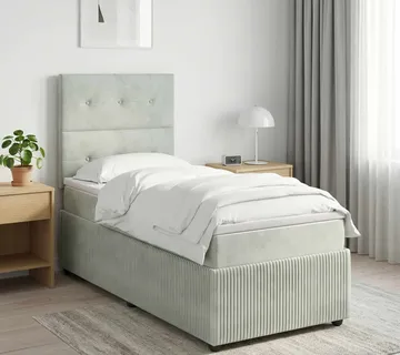 vidaXL Boxspring krevet s madracem Svjetlosiva 90 x 200 cm Baršun - Venlo