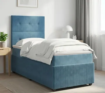 vidaXL Boxspring krevet s madracem Plava 90 x 190 cm Baršun - Venlo