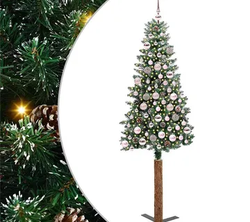 vidaXL Mršavo božićno drvce Zelena 180 cm PVC i čvrsto drvo bora - Venlo