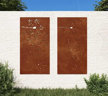 vidaXL Vrtni zidni ukrasi 2 kom 105x55 cm čelik COR-TEN cvjetni uzorak - Venlo