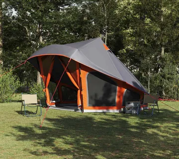 vidaXL Tipi šator s krovom Siva i narančasta 508 x 470 x 300 cm taft - Venlo