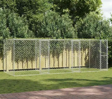 vidaXL Kavez za pse Srebrno 600 x 200 x 200 cm Cinkani čelik - Venlo