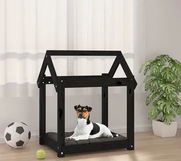 vidaXL Krevet za pse crni 61x50x70 cm od masivne borovine - Venlo