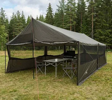 vidaXL Obiteljski šator s krovom Smeđa siva 600 x 400 x 268 cm - Venlo