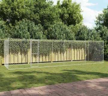 vidaXL Kavez za pse Srebrno 800 x 200 x 200 cm Cinkani čelik - Venlo