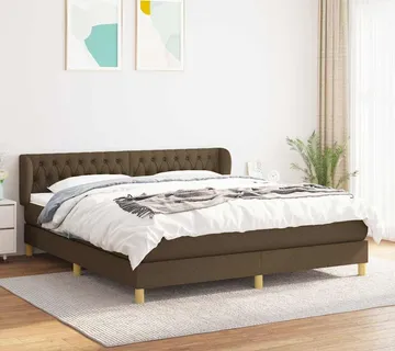 vidaXL Krevet s oprugama i madracem tamnosmeđi 180x200 cm tkanina - Venlo