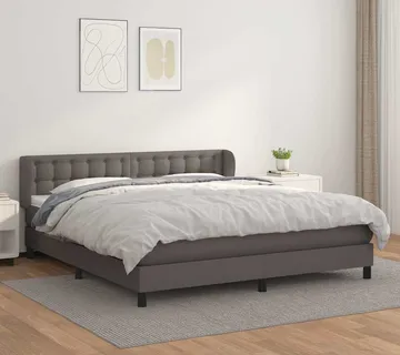 vidaXL Krevet s oprugama i madracem sivi 180 x 200 cm od umjetne kože - Venlo