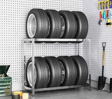 vidaXL Stalak za gume s 2 razine srebrni 110 x 40 x 110 cm čelični - Venlo