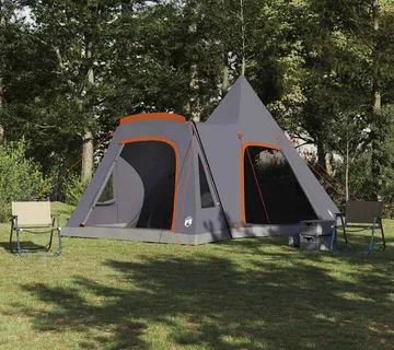 vidaXL Šator Teepee za 5 osoba 5 osoba Siva i narančasta - Venlo