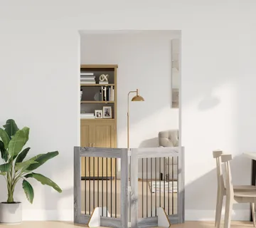 vidaXL Preklopna vrata za pse s postoljem 2 kom. Siva Sonoma 160,5 cm - Venlo