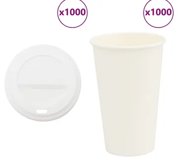 vidaXL papirnate šalice za kavu s poklopcima 1000 kom 16 oz 400 ml - Venlo