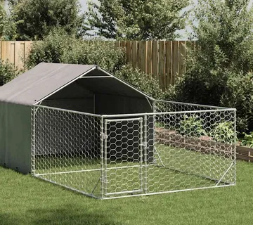 vidaXL Vanjska kućica za pse sa stazom 5x2x1,5 m pocinčani čelik - Venlo