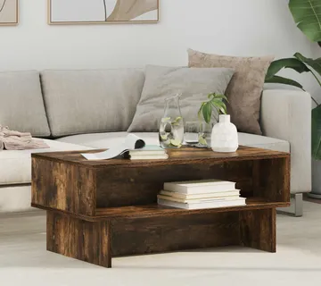 vidaXL Kava Stol Dimljeni hrast 80 x 46 x 35 cm Konstruirano drvo - Venlo