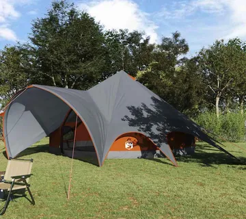 vidaXL Teepee šator za 7 osoba 7-osobni Siva i narančasta - Venlo