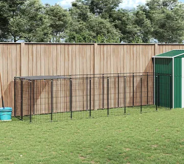 vidaXL Kavez za pse crni 4,84 m² čelični - Venlo