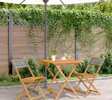 vidaXL 3-dijelni bistro set od poliratana i masivnog drva sivi - Venlo