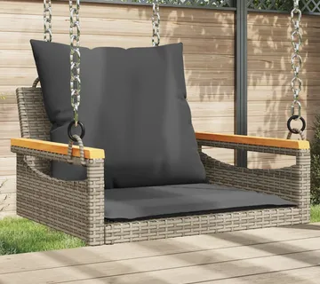 vidaXL Klupa za ljuljanje s jastucima siva 63x62x40 cm od poliratana - Venlo