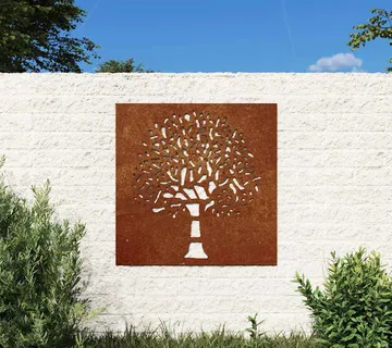 vidaXL Vrtni zidni ukras 55 x 55 cm čelik COR-TEN s uzorkom stabla - Venlo