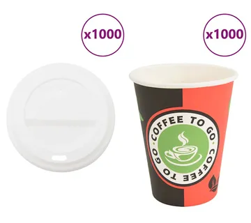 vidaXL papirnate šalice za kavu s poklopcem 1000 kom 4 oz 100 ml - Venlo