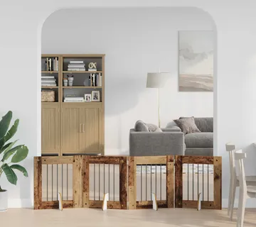 vidaXL Preklopna vrata za pse s postoljem 4 kom. Staro drvo 241 cm - Venlo