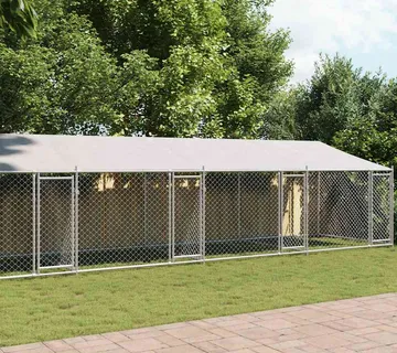 vidaXL Kavez za pse s krovom i vratima sivi 12x2x2 m pocinčani čelik - Venlo