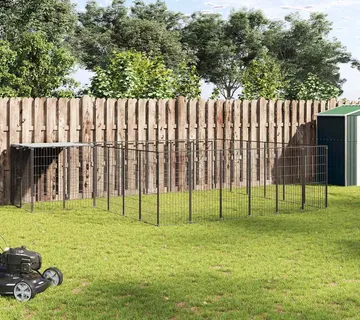 vidaXL Kavez za pse crni 12,1 m² čelični - Venlo