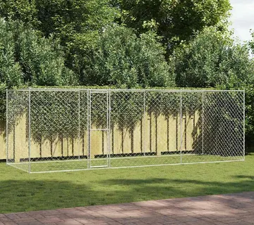 vidaXL Kavez za pse Srebrno 600 x 200 x 200 cm Cinkani čelik - Venlo