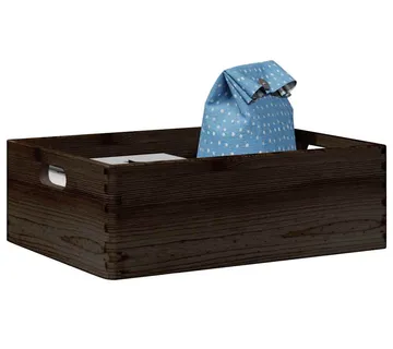 vidaXL Drvena kutija s ručkama crna 40x30x13 cm puno drvo bor - Venlo