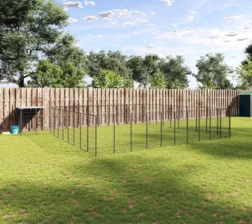 vidaXL Kavez za pse crni 31,46 m² čelični - Venlo