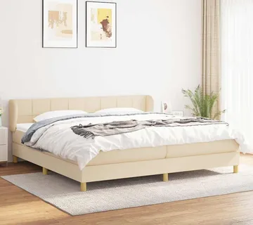 vidaXL Krevet s oprugama i madracem krem 200 x 200 cm od tkanine - Venlo