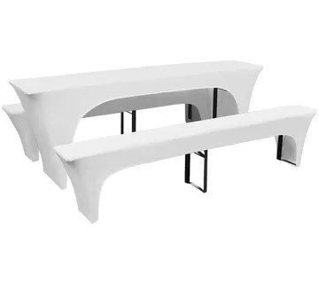 vidaXL 3 Rastezljive Navlake za Pivski Stol i Klupe Bijele 220 x 50 x 80 cm - Venlo