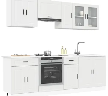 vidaXL 8-dijelni set kuhinjskih ormarića "Porto" od bijelog inženjerskog drva - Venlo