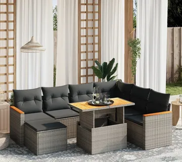 vidaXL 8-dijelni set vrtnih sofa od poliratana s jastucima sivi - Venlo