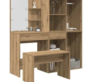 vidaXL toaletni stolić s LED-om Artisan hrastovinom izrađenim drvom - Venlo