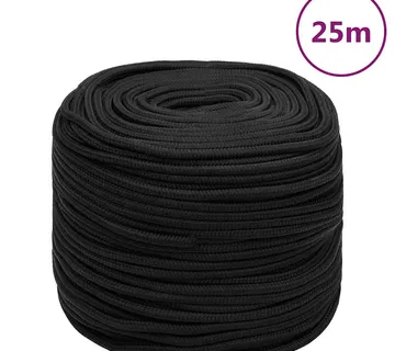 vidaXL Brodski konop tamnocrni 10 mm 25 m od polipropilena - Venlo