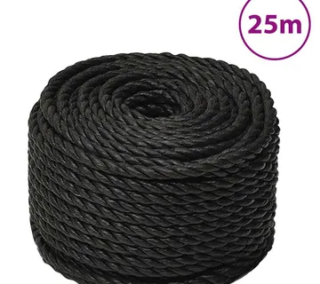vidaXL Radno uže crni 12 mm 25 m od polipropilena - Venlo