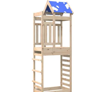 vidaXL Igraći Toranj Smeđa 85 x 52,5 x 239 cm Čvrsto borovo drvo - Venlo