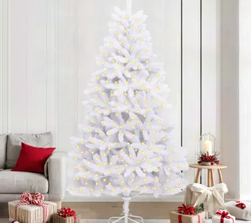 vidaXL Umjetno božićno drvce 300 LED lampica PVC i čelik Bijela - Venlo