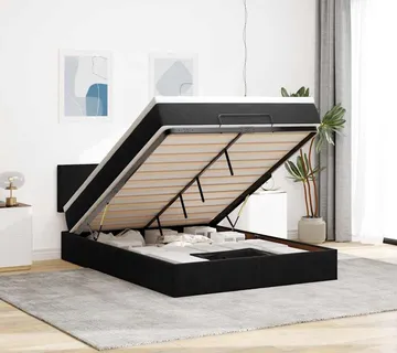 vidaXL Otomanski krevet s madracem&LED crni 140x190 cm baršunasti - Venlo