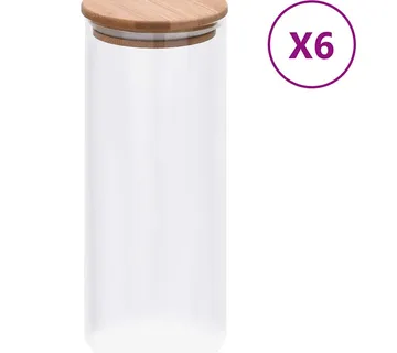 vidaXL Staklenke za pohranu s poklopcima od bambusa 6 kom 1000 ml - Venlo