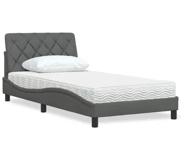 vidaXL Krevet s madracem tamnosivi 100 x 200 cm od tkanine - Venlo