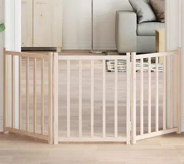 vidaXL Vrata za pse sklopiva 3 panela 150 cm masivna jelovina - Venlo