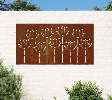 vidaXL Vrtni zidni ukras 105 x 55 cm čelik COR-TEN s cvjetnim uzorkom - Venlo