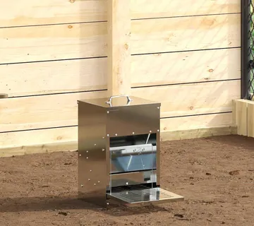 vidaXL Feeder s nogom za piliće Srebrno 25 x 42 x 40 cm 4 kg - Venlo