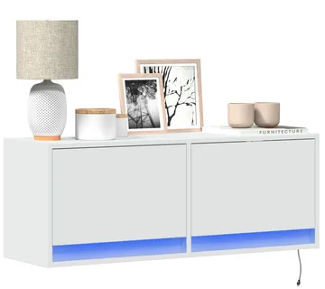 vidaXL Zidni TV ormarić s LED svjetlima bijeli 100 x 31 x 38 cm - Venlo