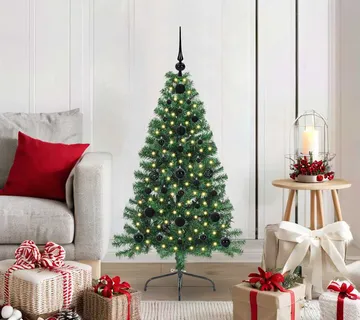 vidaXL Umjetno predsvijetljeno božićno drvce Zelena 120 cm PVC - Venlo