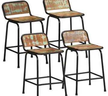 vidaXL Barski stolci 4 kom 46x35,5x70 cm masivnog obnovljenog drva - Venlo