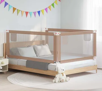 vidaXL Sigurnosna ograda za dječji krevet smeđe-siva 200x25 cm tkanina - Venlo