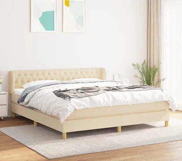 vidaXL Krevet s oprugama i madracem krem 180x200 cm od tkanine - Venlo